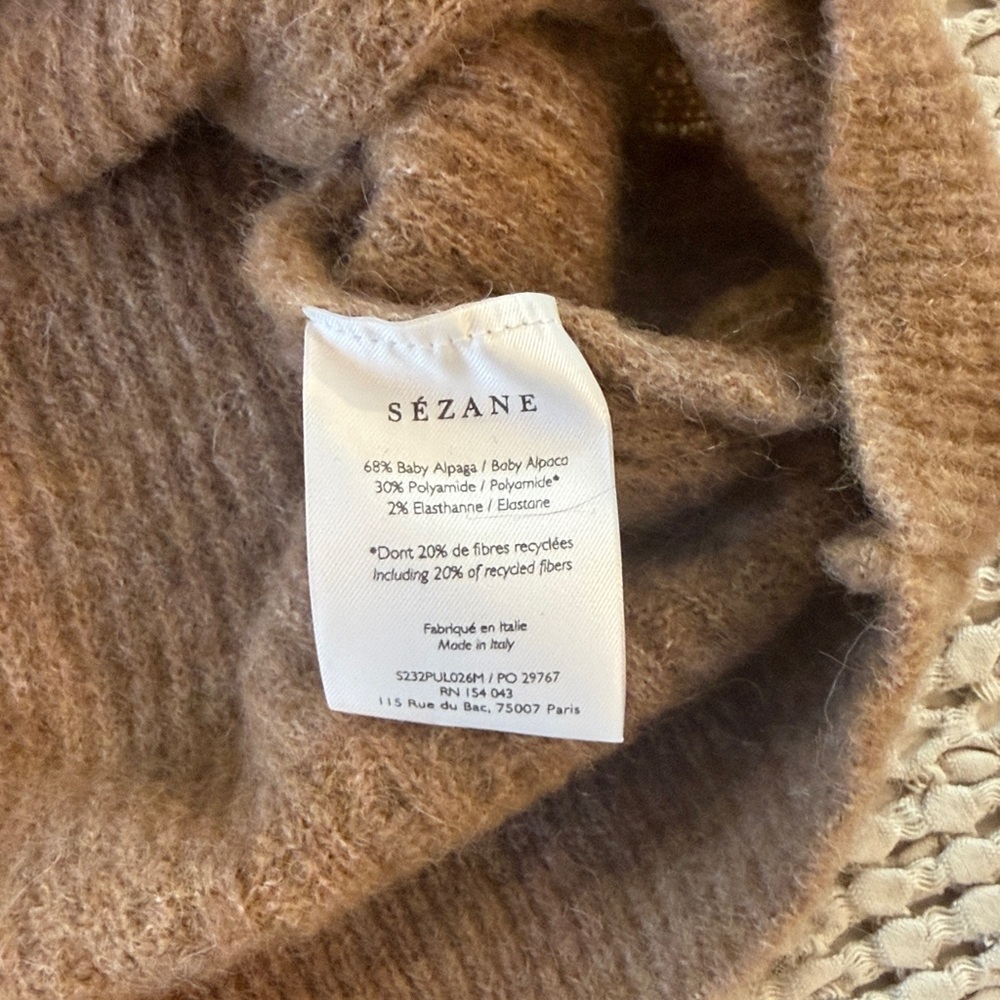 SÉZANE Otis Baby Alpaca Sweater in Camel sz XS NWOT Rare & Sold out! - Picture 15 of 15